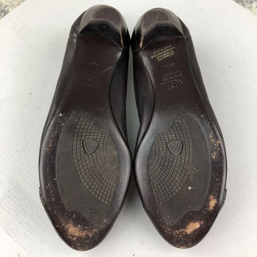 AGL Attilio Giusti Leombruni Women's Size 39.5 (9.5) Brown Leather Slip On Pumps